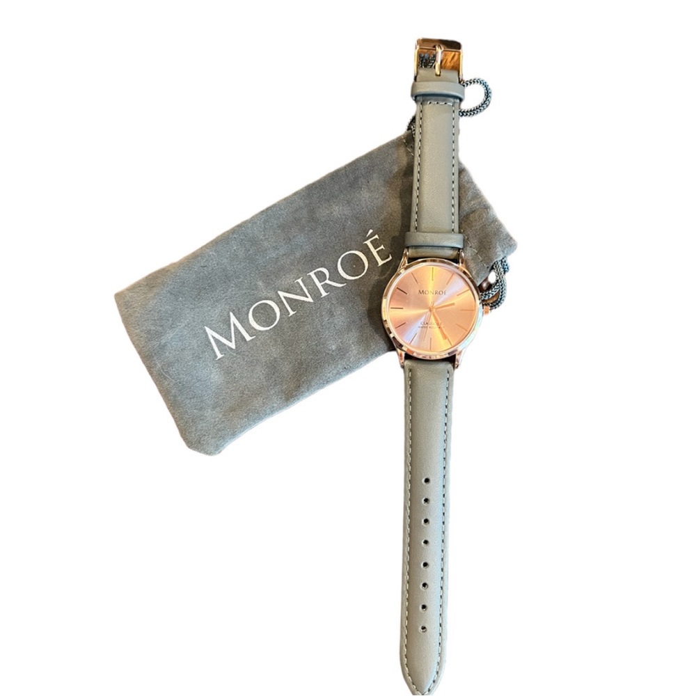 Monroe by Maestro role gold & grey leather watch